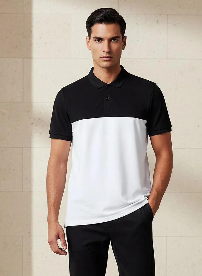 سبلاش فيڤ Men Short Sleeves Colourblock Polo T-shirt